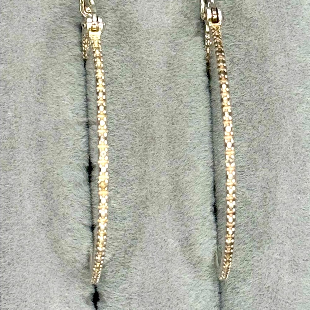 925 Silver and Diamond Serrated Hoop Earrings